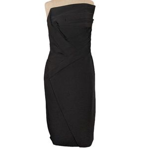 Tadashi Collection black strapless asymmetrical cocktail gown